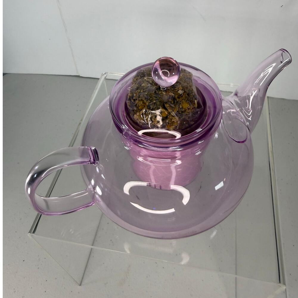 Purple Borosilicate Glass Teapot with Removable Glass Infuser & Lid - Picture 5 of 6